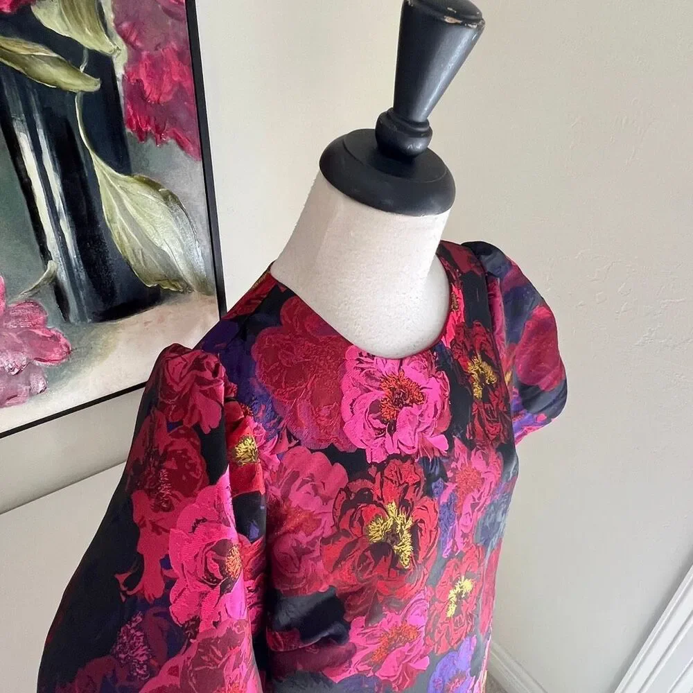 Tuckernuck POMANDER Place Floral Jacquard Puff Sleeve Blouse Multicolor Large